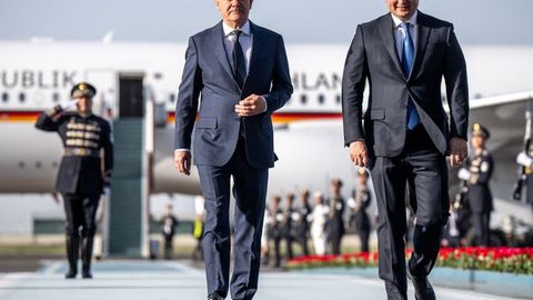 Scholz in Samarkand eingetroffen. Foto: Michael Kappeler/dpa