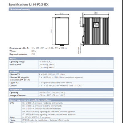 westermo��2���йܹ�ҵ��̫��������3643-5100 L110-F2G-EX