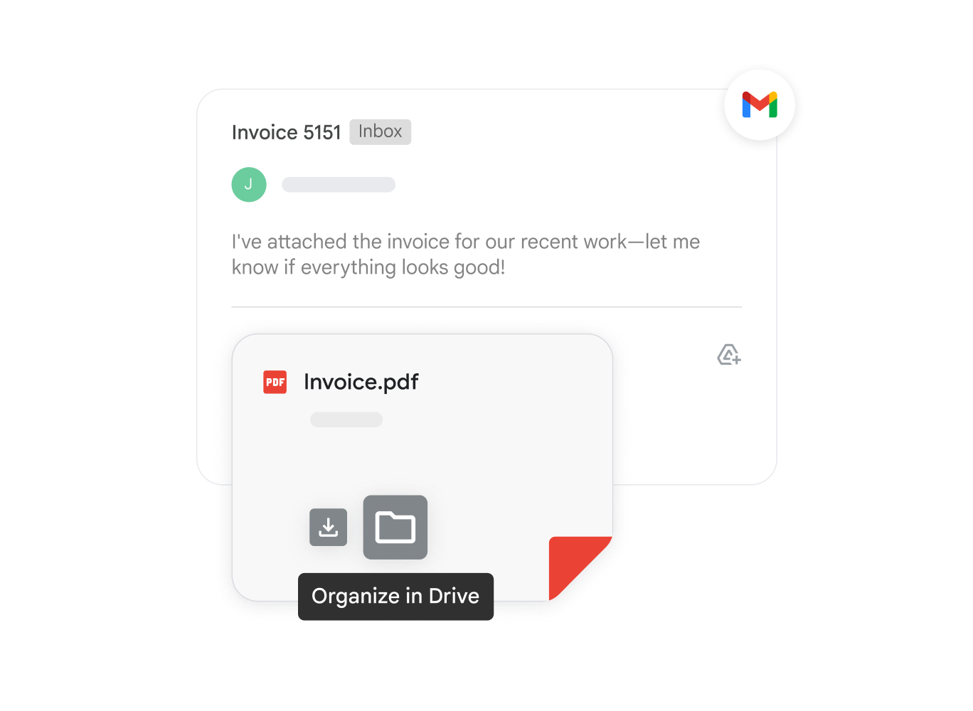 Attaching a PDF invoice from Drive directly to an email in Gmail