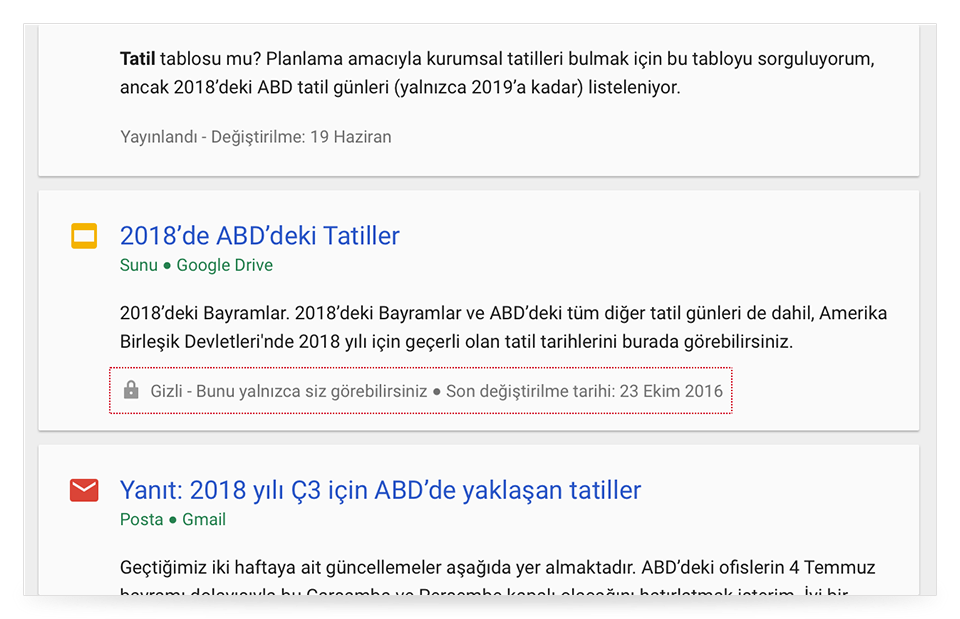 Cloud Search Yardım kartları