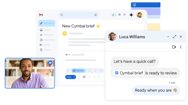 Integraciones de Chat, Calendario y Meet destacadas en Gmail.