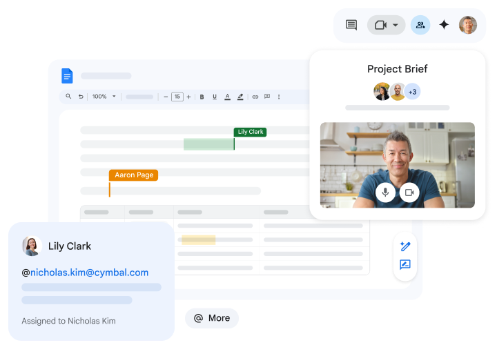 視訊通話時也能在 Google 文件上協作。