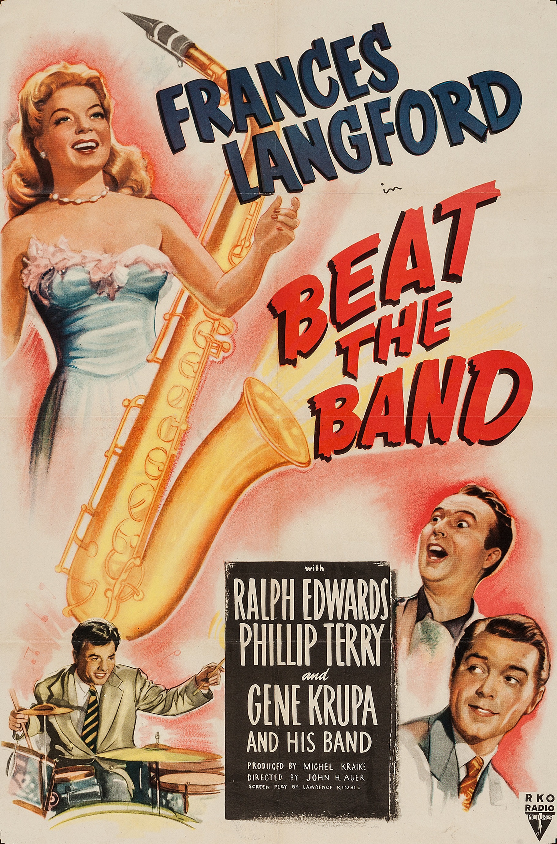 Ralph Edwards, Gene Krupa, Frances Langford, and Phillip Terry in Beat the Band (1947)