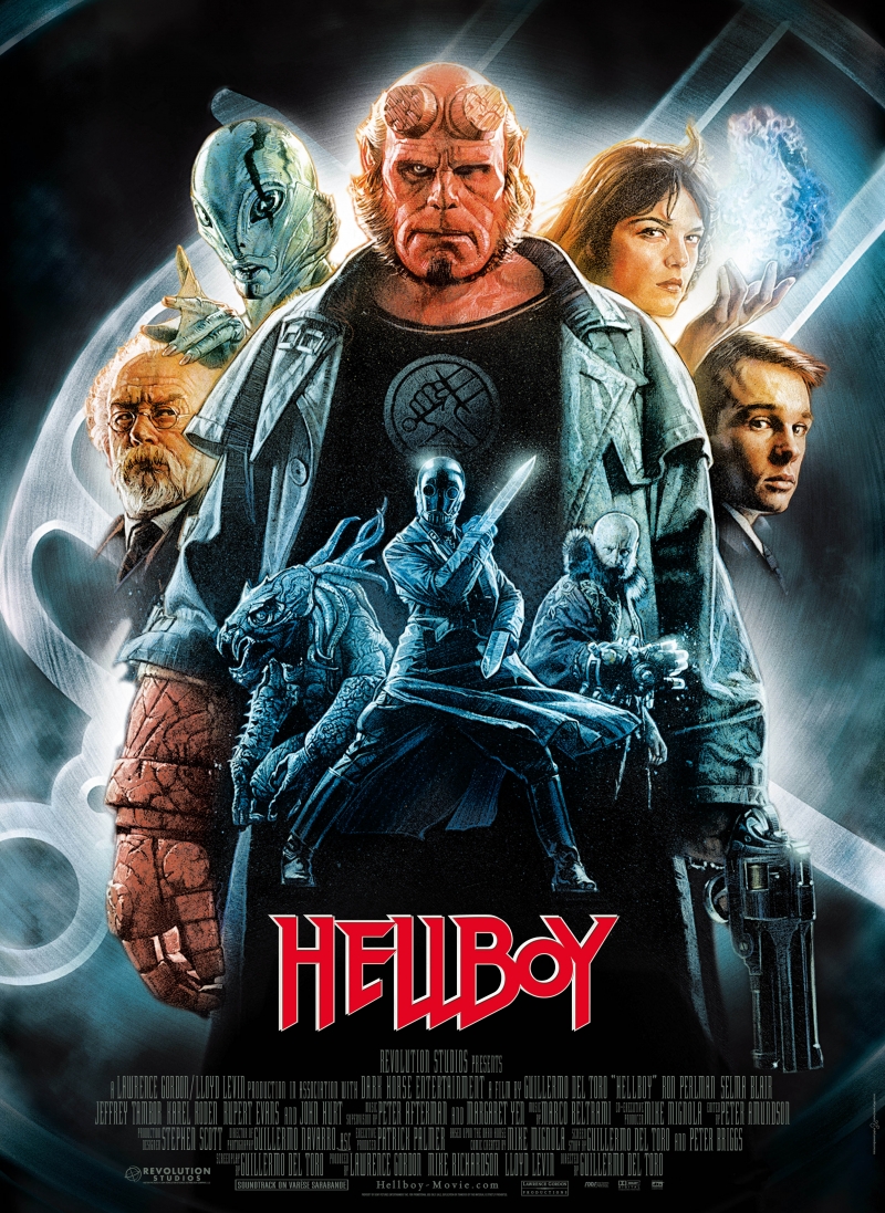 John Hurt, Ron Perlman, Selma Blair, Ladislav Beran, Doug Jones, Karel Roden, Brian Steele, and Rupert Evans in Hellboy (2004)