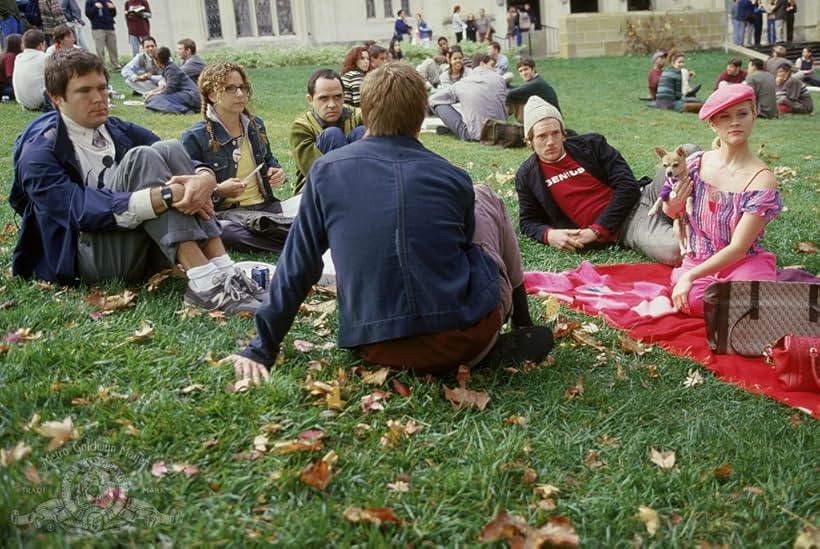 Reese Witherspoon, Richard Hillman, Meredith Scott Lynn, Osgood Perkins, Kelly Nyks, and Moonie in Legally Blonde (2001)