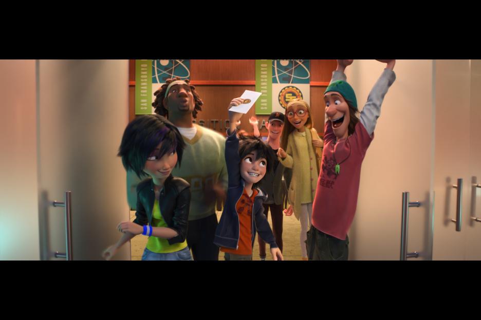 Damon Wayans Jr., Genesis Rodriguez, Jamie Chung, Daniel Henney, T.J. Miller, and Ryan Potter in Big Hero 6 (2014)