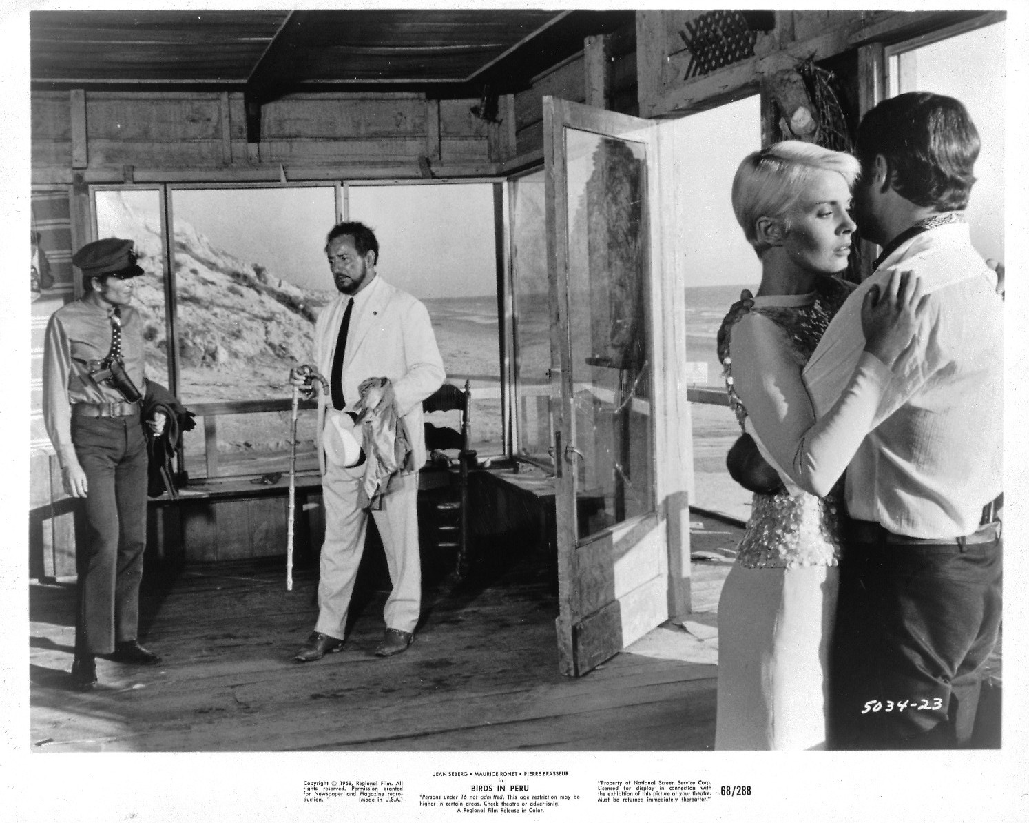 Pierre Brasseur, Maurice Ronet, and Jean Seberg in Birds in Peru (1968)