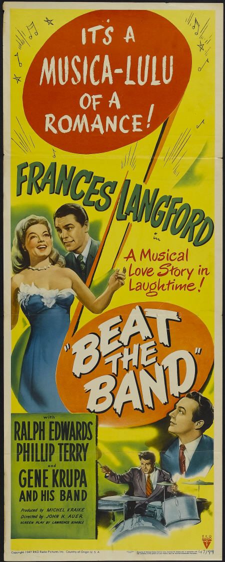 Ralph Edwards, Gene Krupa, Frances Langford, and Phillip Terry in Beat the Band (1947)