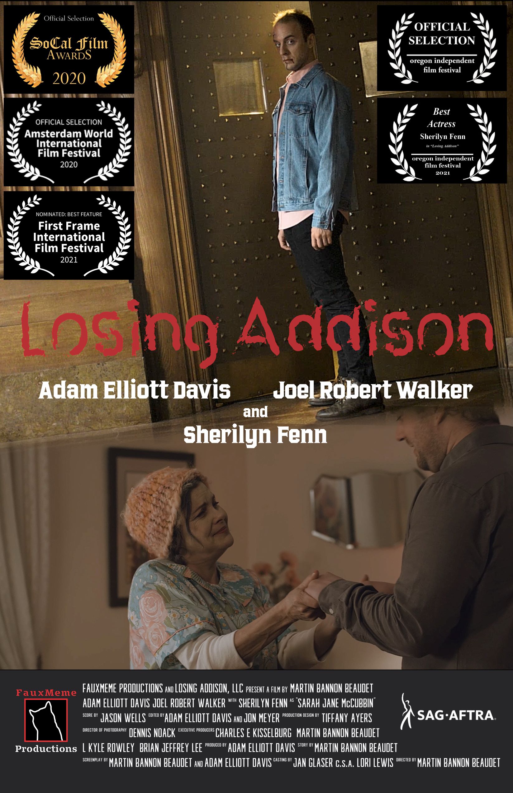 Sherilyn Fenn, Adam Elliott Davis, and Joel Robert Walker in Losing Addison (2022)