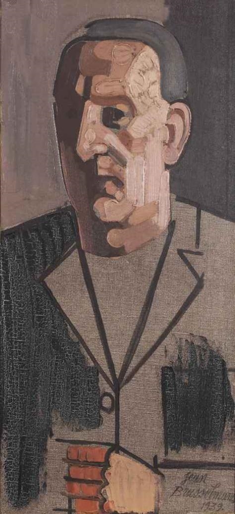 Artwork by Jean Brusselmans, Self portrait, Made of oil on canvas laid down on board