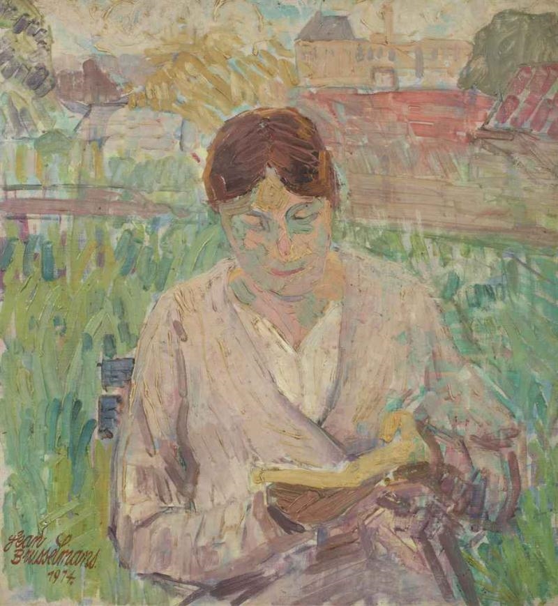 The wife of the artist reading by Jean Brusselmans, 1914