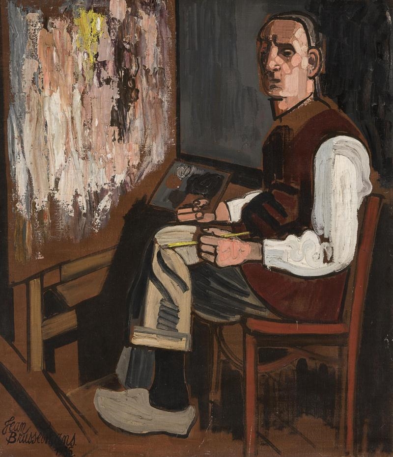 Self-portrait at the easel - Autoportrait au chevalet by Jean Brusselmans, 1935