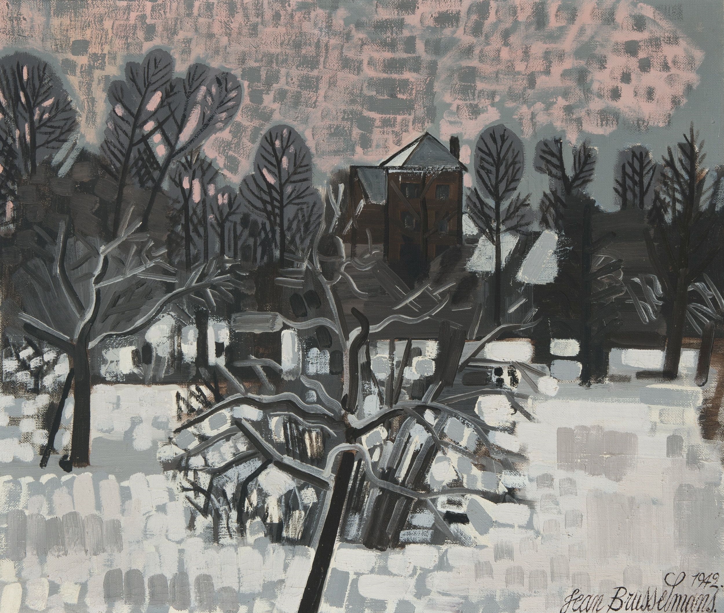 Snow Covered Garden, Dilbeek by Jean Brusselmans, 1942