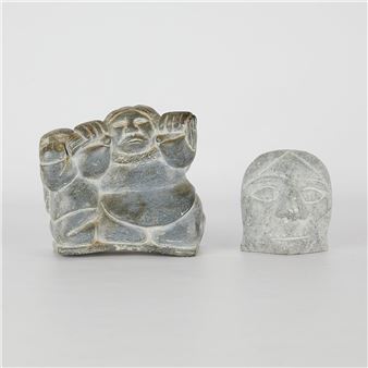 One head and one figural group - Mitiarjuk Nappaaluk