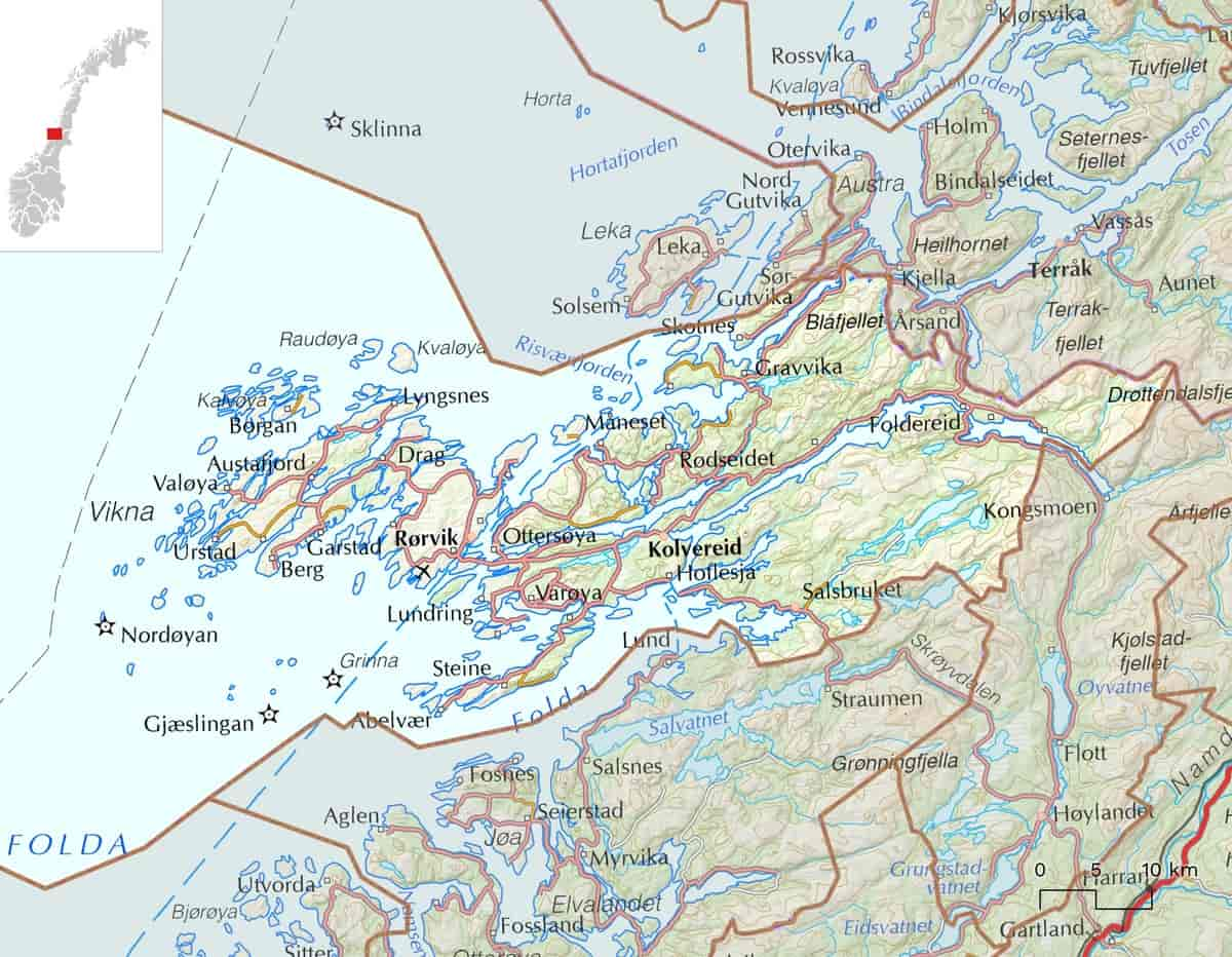 Kart over Nærøysund kommune