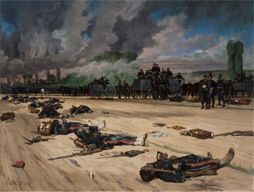 A painting of dead soldiers on a battlefield