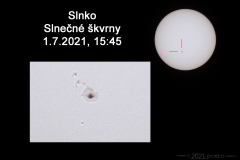 Slnečné škvrny na Slnku 1.7.2021