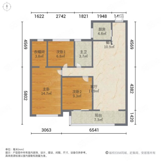 合景映月湾3室2厅1卫107.15㎡南北220万