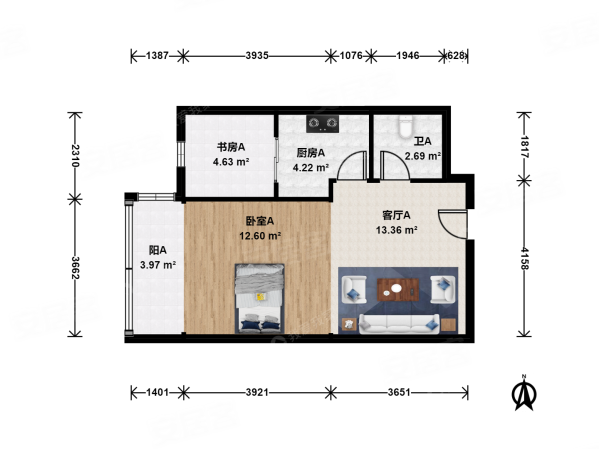 珠江骏景南区2室1厅1卫68.16㎡东330万