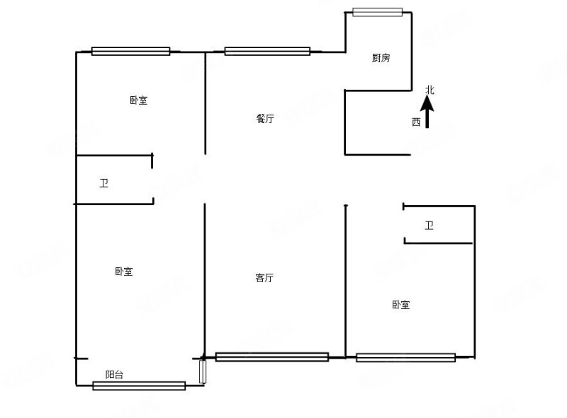 时代广场3室2厅2卫142㎡南北128万