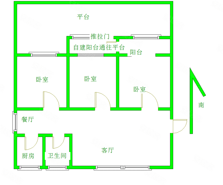 瑞景新城3室2厅1卫108㎡南北82万