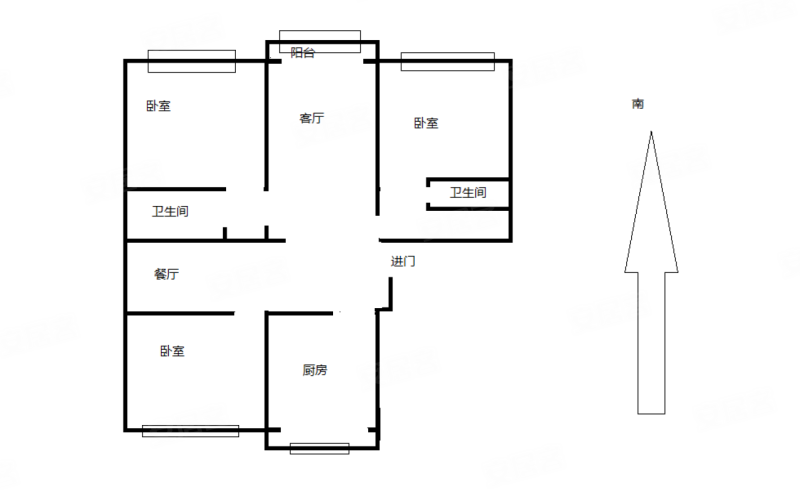 京溪小区3室2厅2卫103.41㎡南北89万