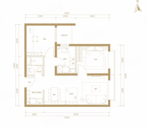 绿城沁园2室2厅1卫82㎡东445万