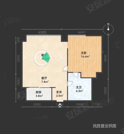 万源晶典公寓1室2厅1卫33.6㎡南北275.5万