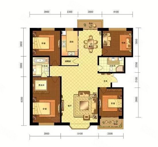 翡翠书院4室2厅2卫181㎡南北147.5万