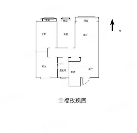 幸福玫瑰园3室2厅1卫118㎡南北77万