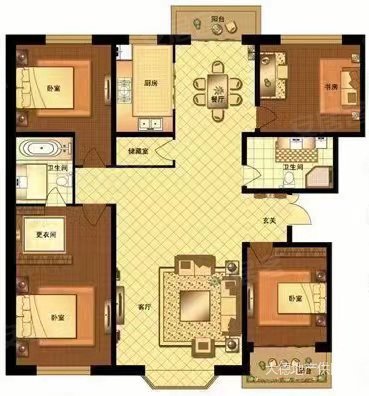 塞纳阳光4室2厅2卫204㎡南北140万