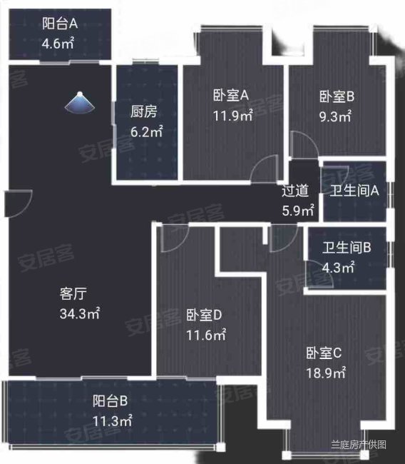 绿地中央广场4室2厅2卫140.4㎡南208万