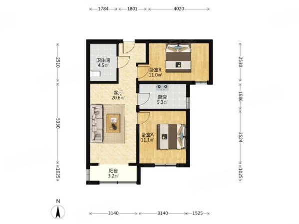 金隅通和园2室2厅1卫82.83㎡南220万