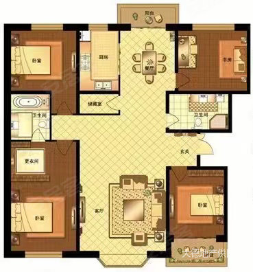 隆基华典6室2厅3卫270㎡南北130万