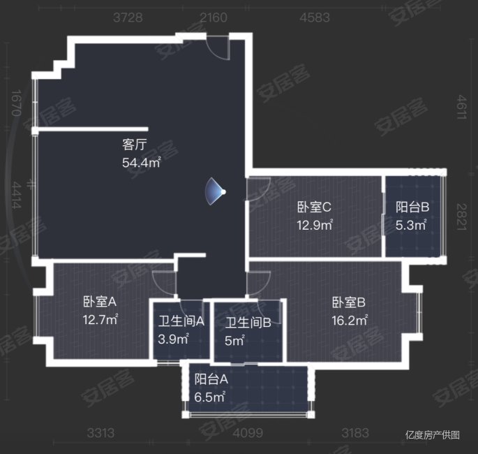 融信澜园3室2厅2卫146㎡南北199万