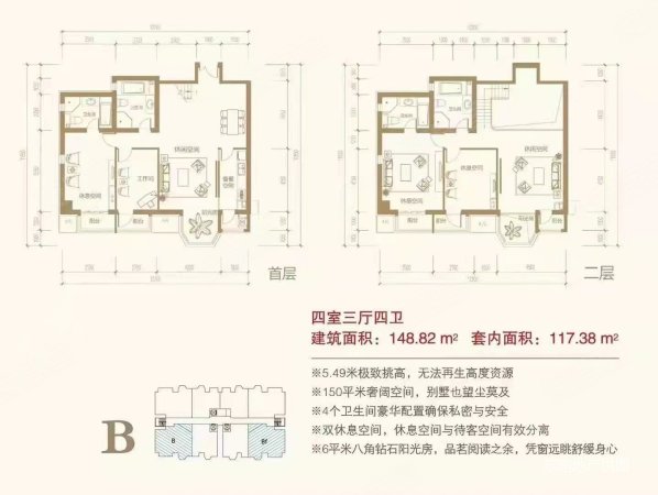 悦上城4室2厅4卫148㎡南248万