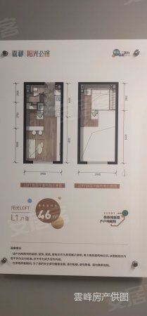 嘉都阳光公馆东区1室2厅1卫46.85㎡南北21.4万