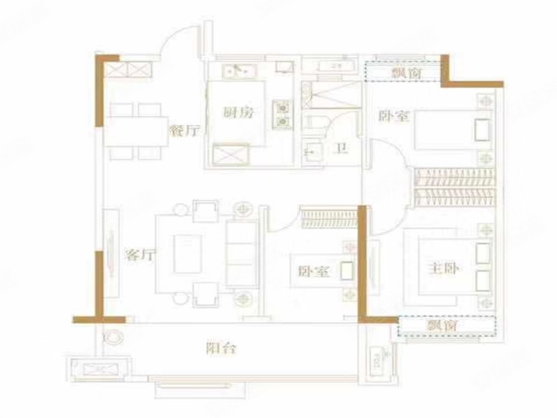 文德桐国府(新房)3室2厅1卫106㎡南61万