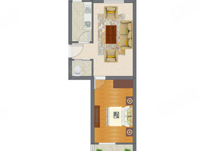1室1厅 57.00平米
