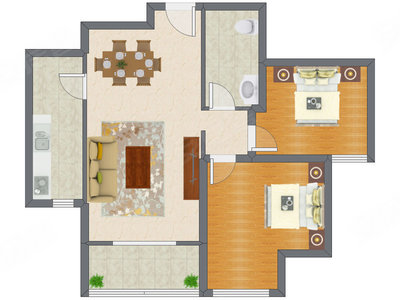 2室2厅 87.05平米