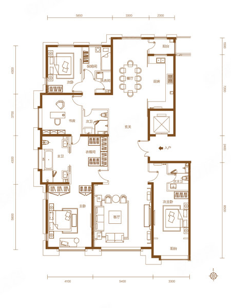 首开璞瑅隐园5室2厅4卫268㎡南北3002万