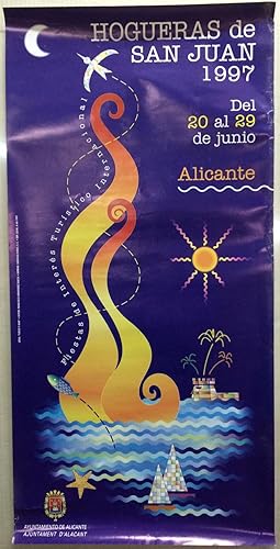 CARTEL DE HOGUERAS DE SAN JUAN - ALICANTE 1997 - ILUSTRADO POR FRANCISCO HERNÁNDEZ BAEZA