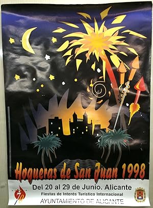 CARTEL DE HOGUERAS DE SAN JUAN - ALICANTE 1998 - ILUSTRADO POR PETER GUILLENA TOWNLEY