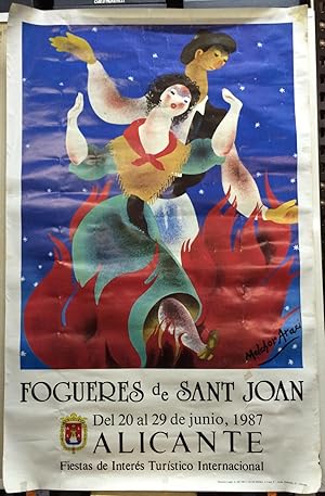 CARTEL DE HOGUERAS DE SAN JUAN - ALICANTE 1987 - ILUSTRADO POR MELCHOR ARACIL