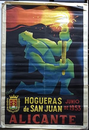 CARTEL DE HOGUERAS DE SAN JUAN - ALICANTE 1953 - ILUSTRADO POR ALBERT