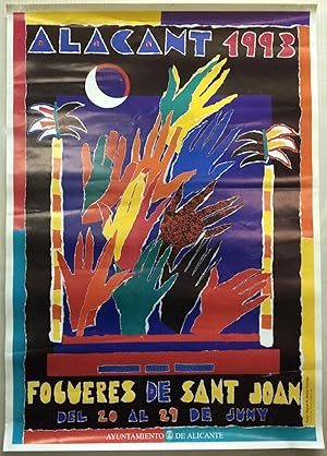 CARTEL DE HOGUERAS DE SAN JUAN - ALICANTE 1993 - ILUSTRADO POR MIGUEL M. BAENA HORMIGO