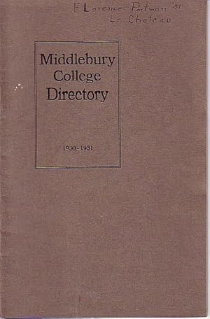 Middlebury College Directory of Students, Faculty and Officers 1930-1931