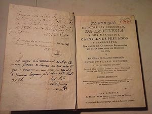 EL POR QUE DE TODAS LAS CEREMONIAS DE LA IGLESIA Y SUS MYSTERIOS. CARTILLA DE PRELADOS Y SACERDOT...