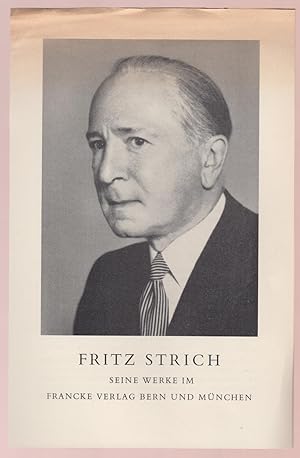 Verlagswerbung: FRITZ STRICH und seine Werke im Francke Verlag Bern und München (1962)