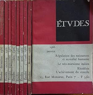 Etudes. Année 1966 incomplète. Il manque le numéros de juillet/août.